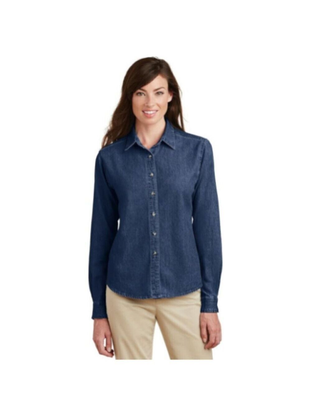 ✨ Port & Company - Ladies Long Sleeve Value Denim Shirt 4XL NWT